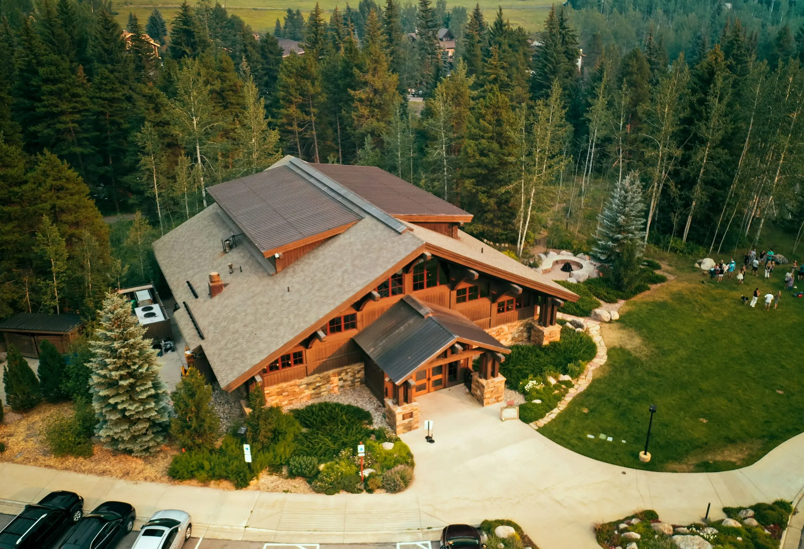 Aerial view of a CCI Builders construction project — a timber-frame home in El Dorado County
