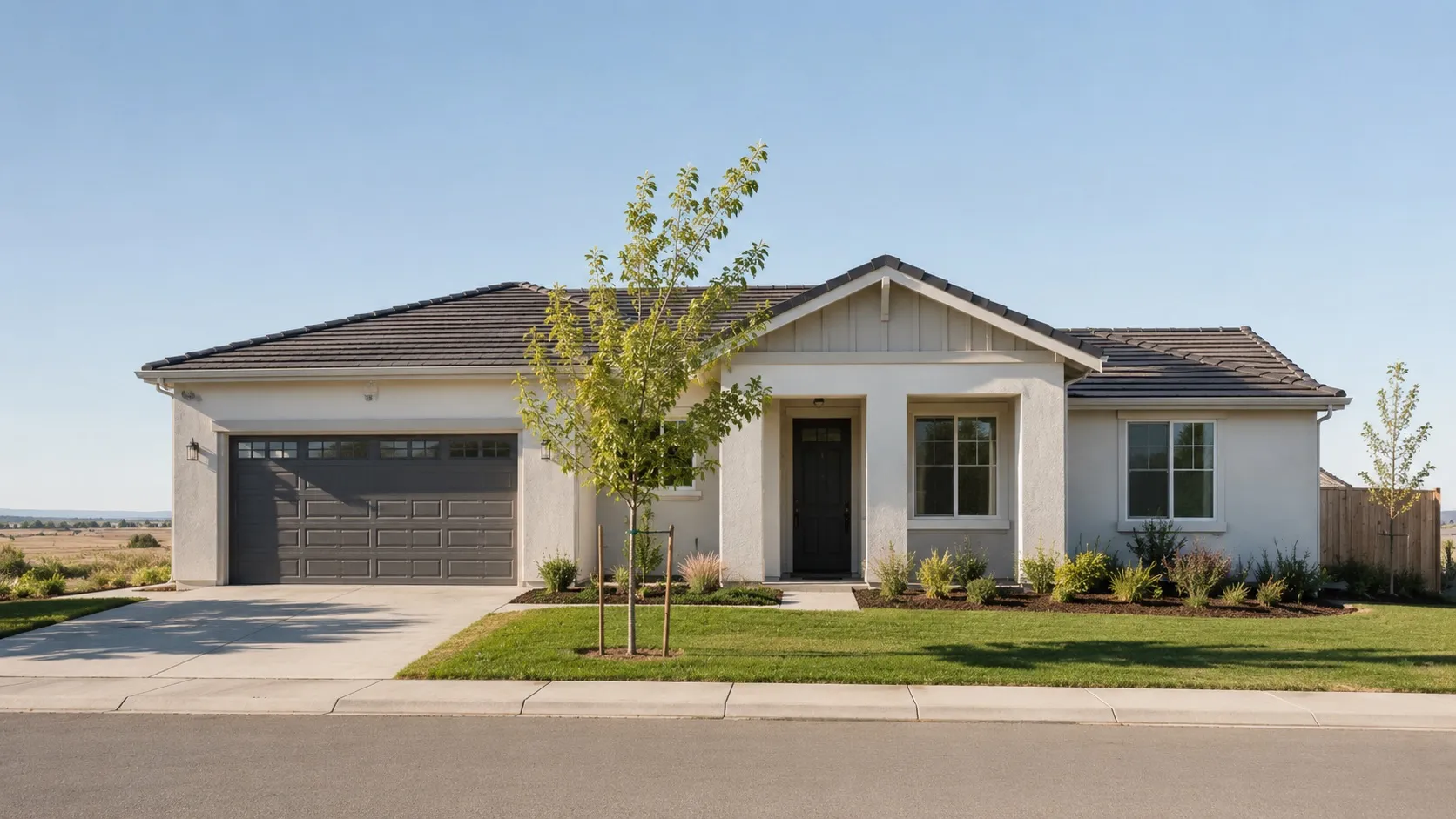 A newer single-story home on the valley floor near Folsom
